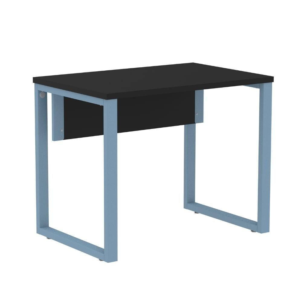 Mesa Escritório P25 Tub Pandin 90 Cm (larg) Tampo Mdp Preto Pé Aço Tubular Azul Dali - 1