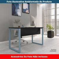 Mesa Escritório P25 Tub Pandin 90 Cm (larg) Tampo Mdp Preto Pé Aço Tubular Azul Dali - 2