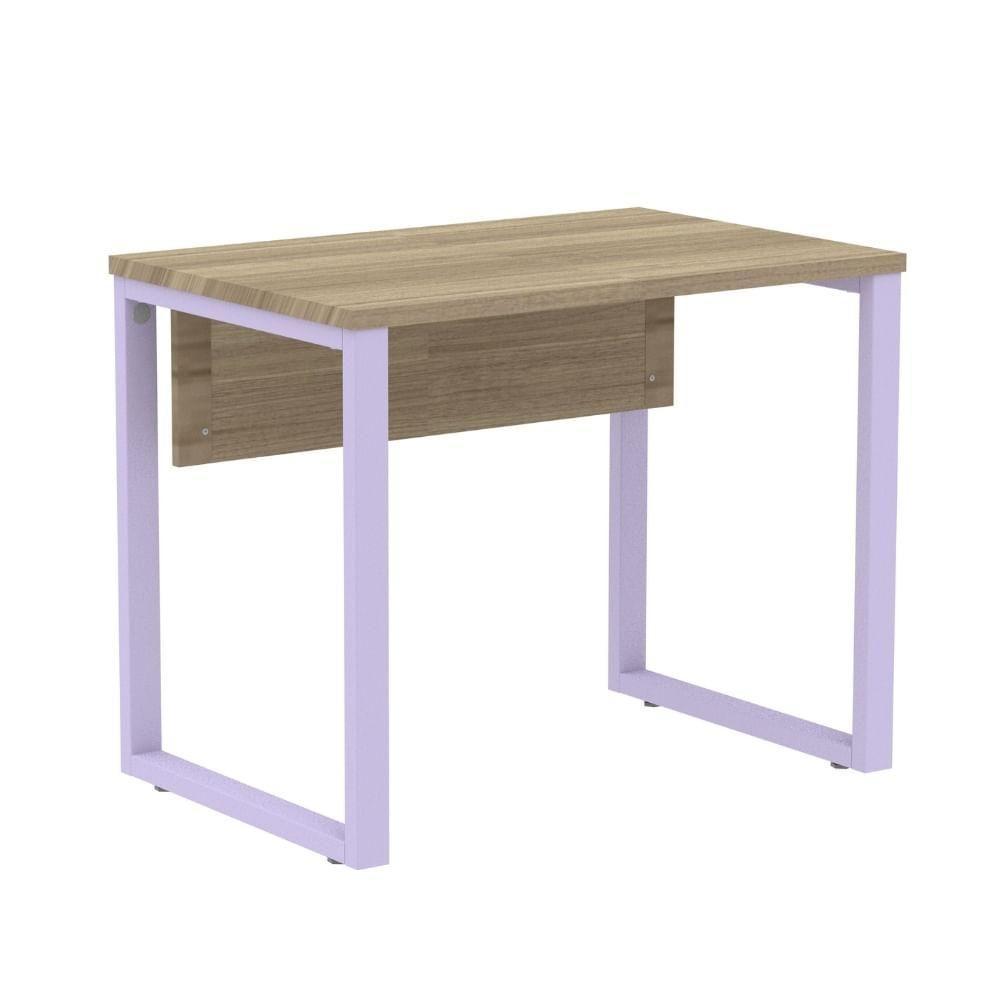 Mesa Escritório P25 Tub Pandin 90 Cm (larg) Tampo Mdp Noce Naturalle Pé Aço Tubular Lilás - 1