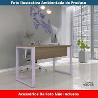 Mesa Escritório P25 Tub Pandin 90 Cm (larg) Tampo Mdp Noce Naturalle Pé Aço Tubular Lilás - 2