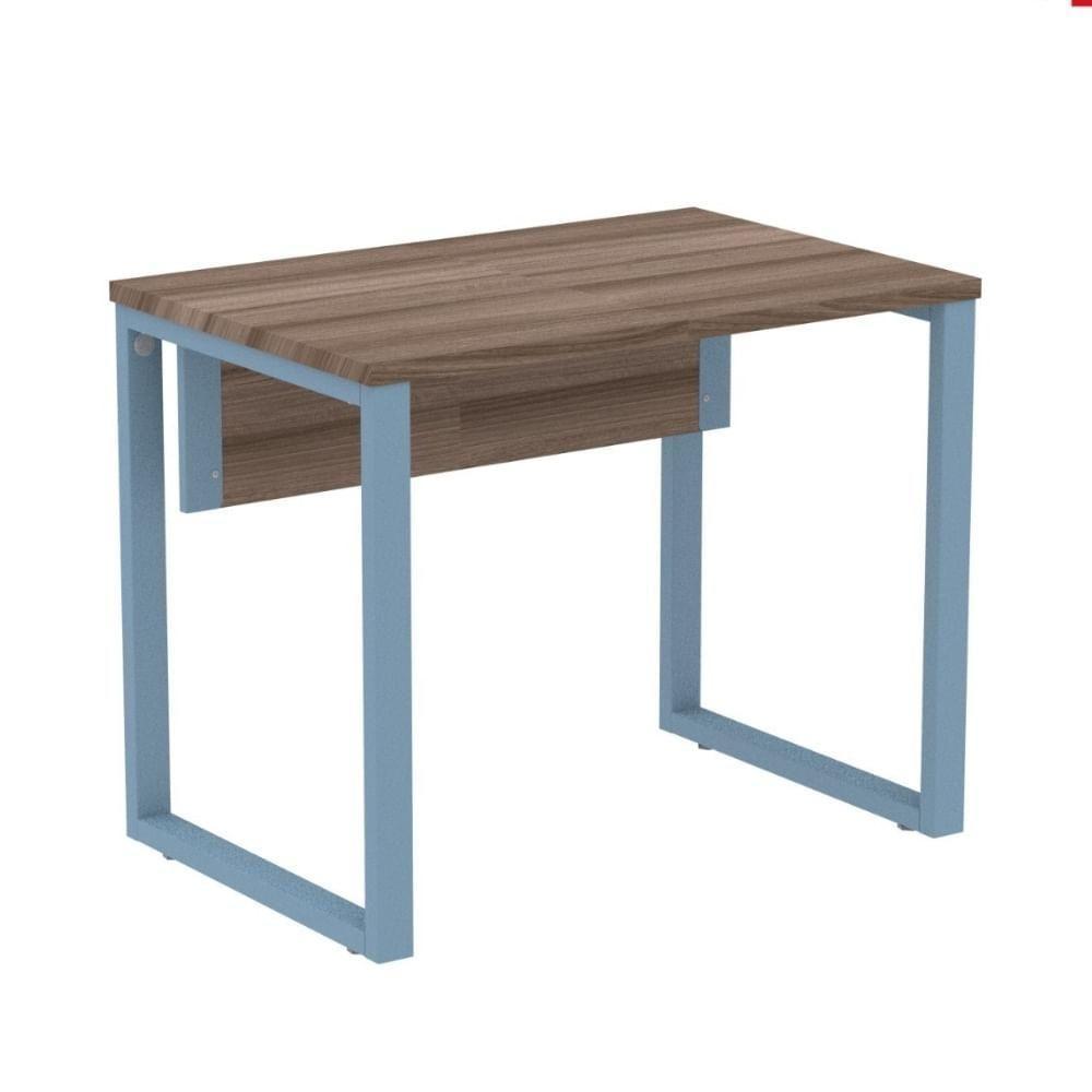 Mesa Escritório P25 Tub Pandin 90 Cm (larg) Tampo Mdp Walnut Pé Aço Tubular Azul Dali - 1