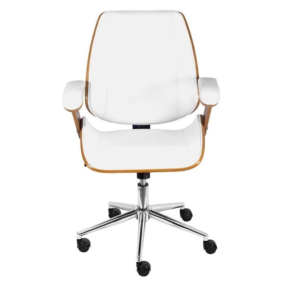 Cadeira Giratória Baixa Bergen Lisboa Or Design Estrutura Madeira Revestida Em Pu Branco Base Rodízio - 2