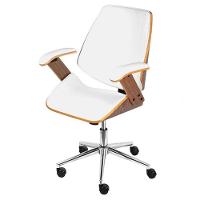 Cadeira Giratória Baixa Bergen Lisboa Or Design Estrutura Madeira Revestida Em Pu Branco Base Rodízio - 1