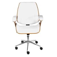 Cadeira Giratória Baixa Bergen Lisboa Or Design Estrutura Madeira Revestida Em Pu Branco Base Rodízio - 2