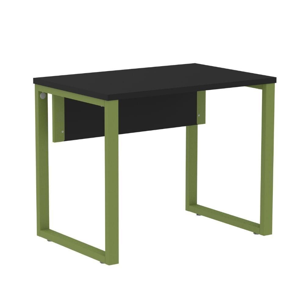Mesa Escritório P25 Tub Pandin 90 Cm (larg) Tampo Mdp Preto Pé Aço Tubular Verde Mirô - 1