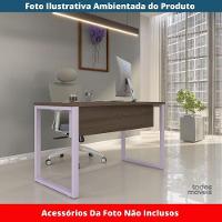 Mesa Escritório P25 Tub Pandin 170 Cm Largura X 70 Cm Profundidade Tampo Mdp Walnut Pé Aço Tubular Lilás - 2
