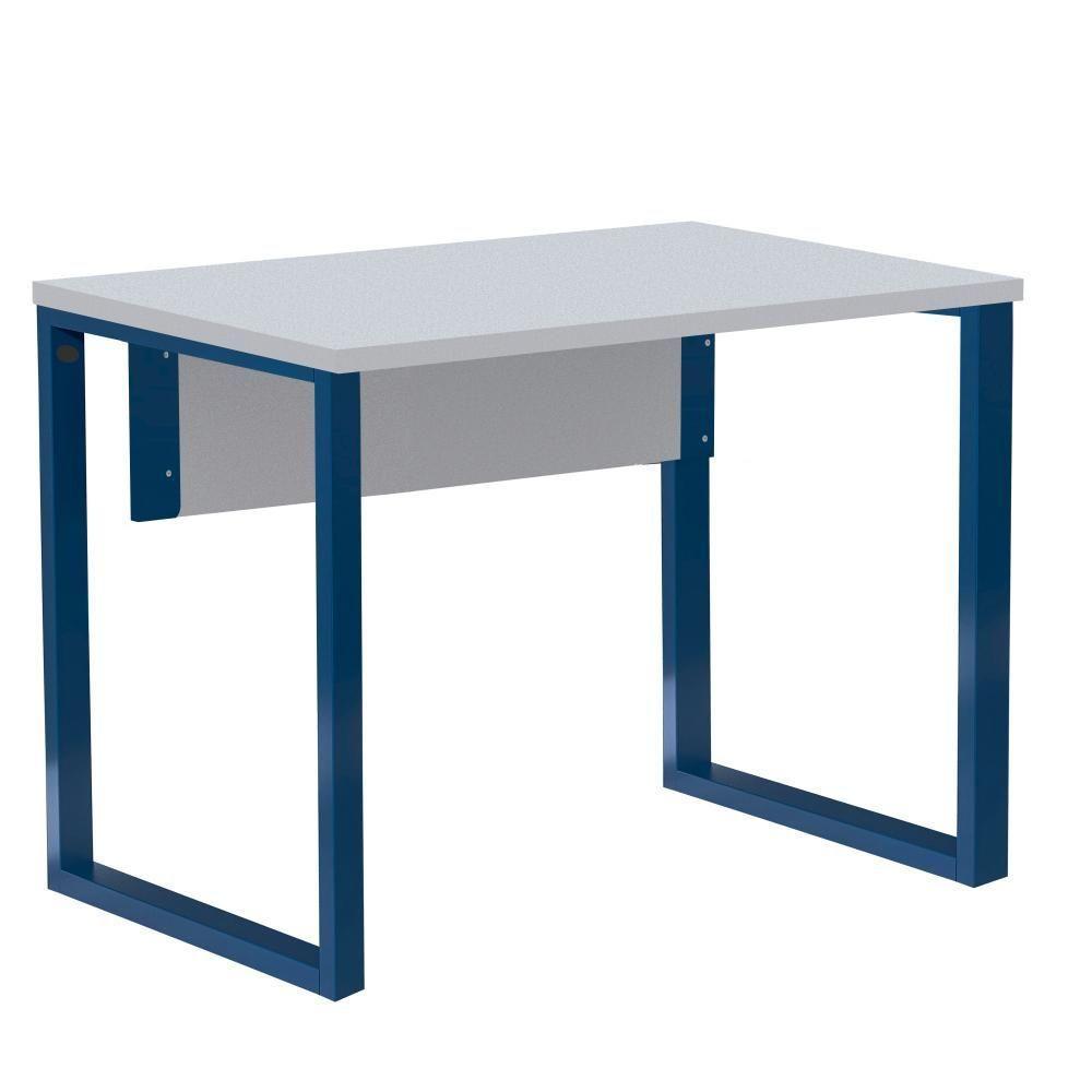 Mesa Escritório P25 Tub Pandin 90 Cm (larg) Tampo Mdp Cinza Pé Aço Tubular Azul Del Rey - 1