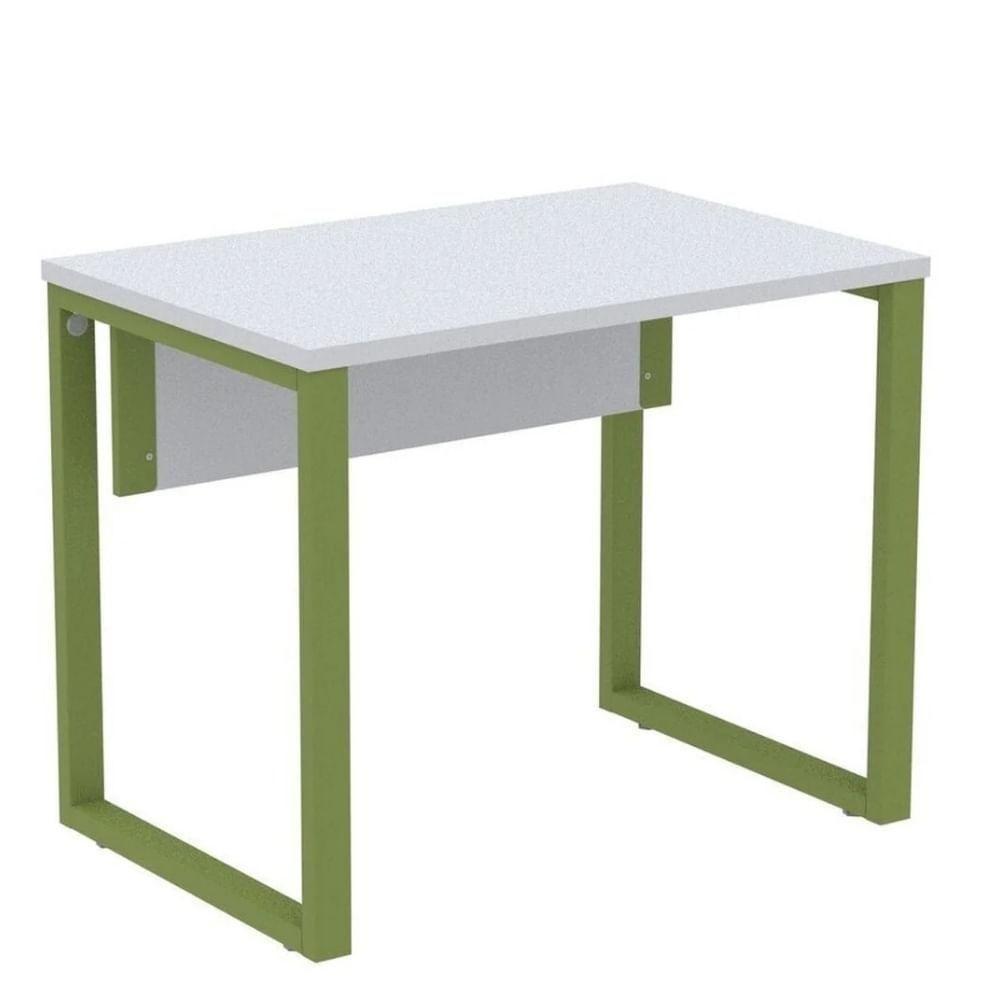 Mesa Escritório P25 Tub Pandin 90 Cm (larg) Tampo Mdp Cinza Pé Aço Tubular Verde Mirô - 1