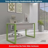 Mesa Escritório P25 Tub Pandin 90 Cm (larg) Tampo Mdp Cinza Pé Aço Tubular Verde Mirô - 2