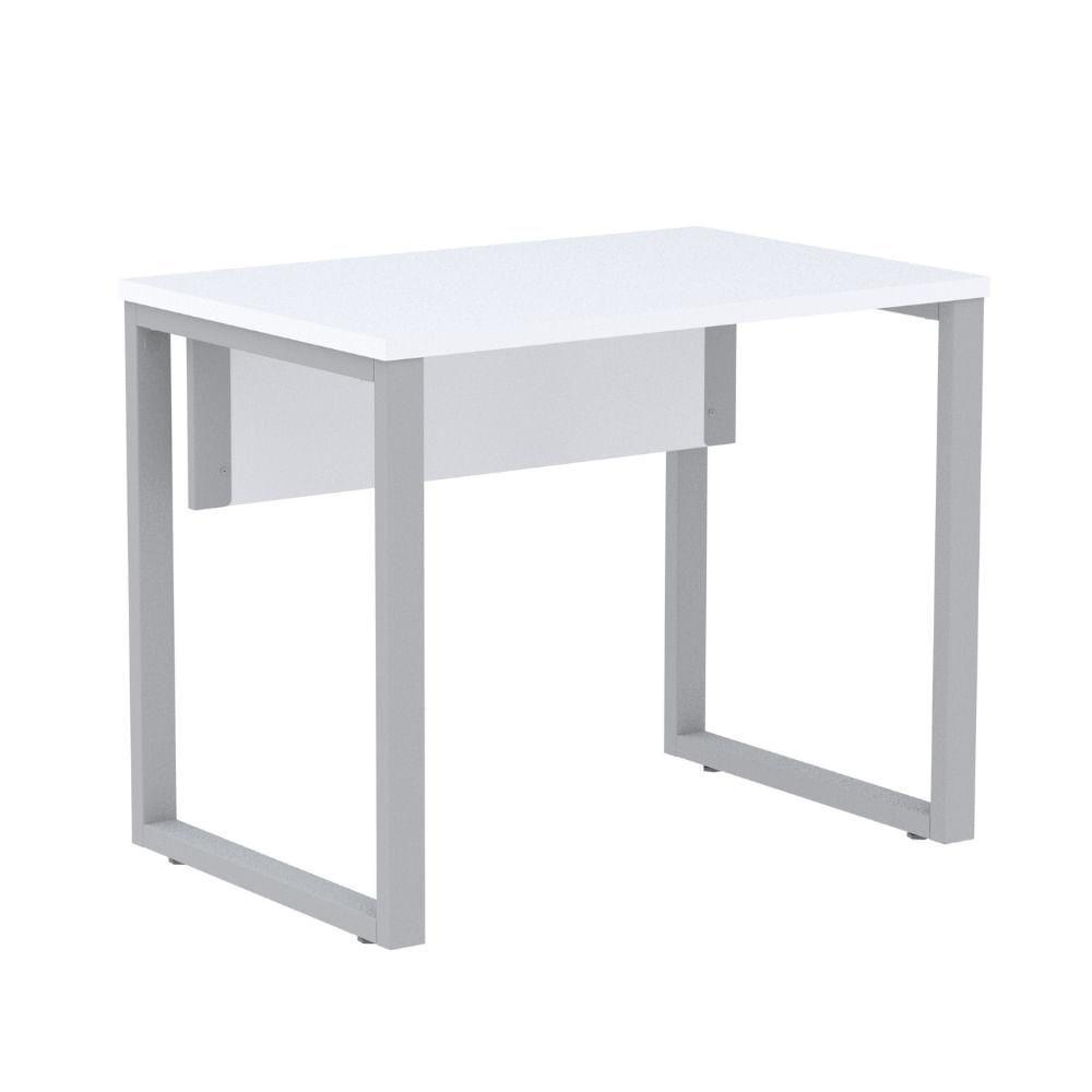 Mesa Escritório P25 Tub Pandin 90 Cm (larg) Tampo Mdp Branco Pé Aço Tubular Cinza - 1