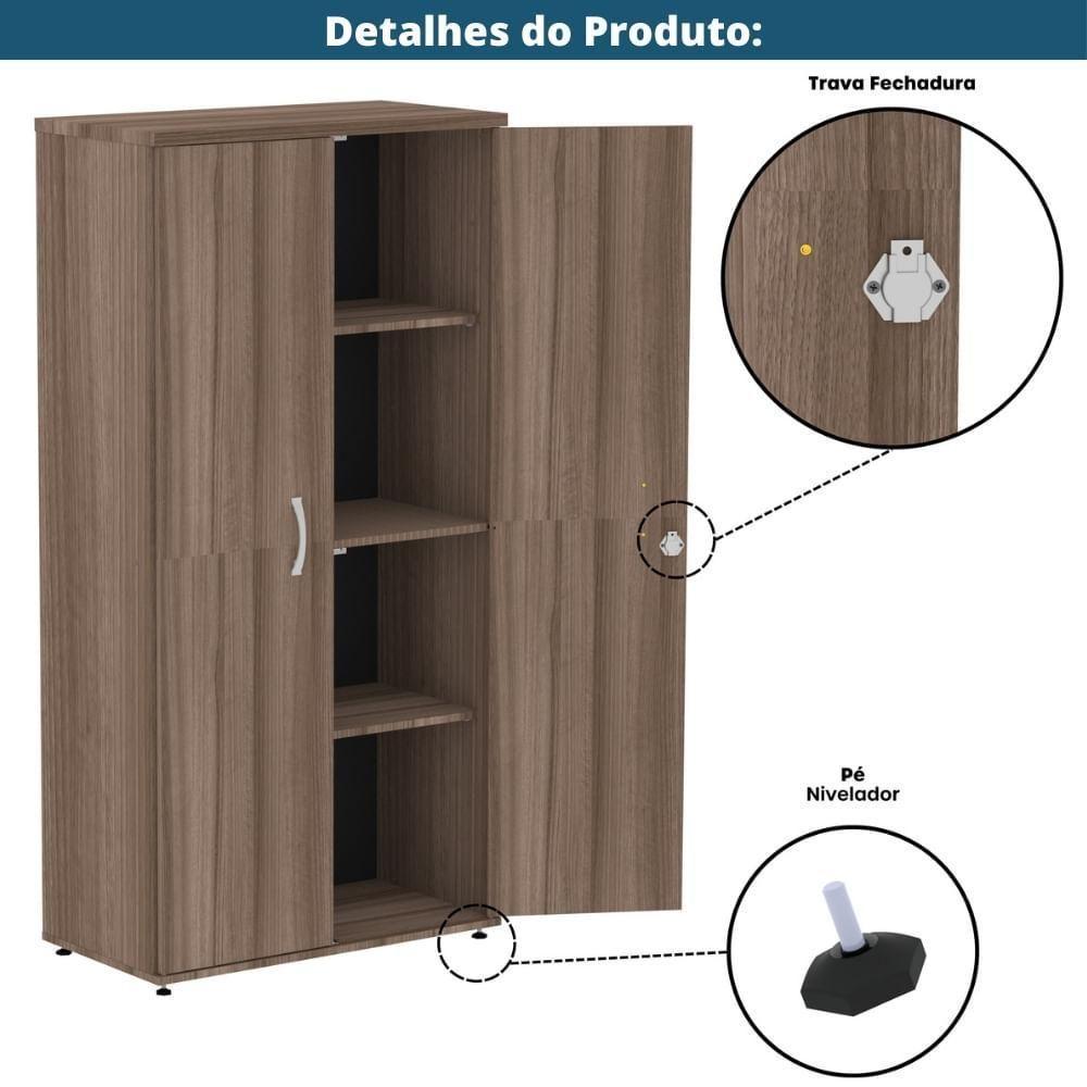 Armário Alto P25 Pandin 80 Cm (largura) Em Mdp Cor Walnut Com 2 Portas E 3 Prateleiras - 5