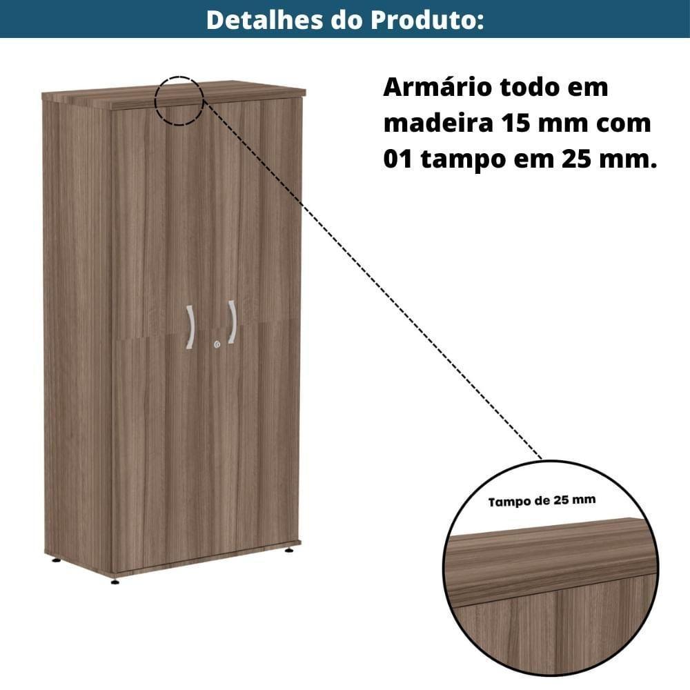 Armário Alto P25 Pandin 80 Cm (largura) Em Mdp Cor Walnut Com 2 Portas E 3 Prateleiras - 7