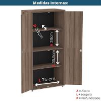 Armário Alto P25 Pandin 80 Cm (largura) Em Mdp Cor Walnut Com 2 Portas E 3 Prateleiras - 3