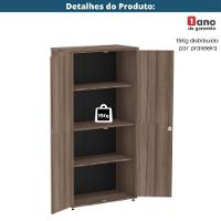 Armário Alto P25 Pandin 80 Cm (largura) Em Mdp Cor Walnut Com 2 Portas E 3 Prateleiras