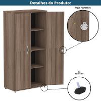 Armário Alto P25 Pandin 80 Cm (largura) Em Mdp Cor Walnut Com 2 Portas E 3 Prateleiras - 5