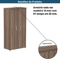 Armário Alto P25 Pandin 80 Cm (largura) Em Mdp Cor Walnut Com 2 Portas E 3 Prateleiras - 7