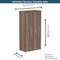 Armário Alto P25 Pandin 80 Cm (largura) Em Mdp Cor Walnut Com 2 Portas E 3 Prateleiras - 10