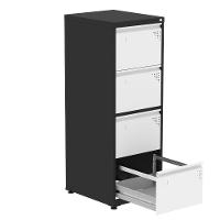 Armário De Arquivo Oficio 4 Gavetas Pandin 47 Cm (larg) Aço Preto C- Frente Gaveta Branca C- Chave - 2