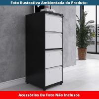 Armário De Arquivo Oficio 4 Gavetas Pandin 47 Cm (larg) Aço Preto C- Frente Gaveta Branca C- Chave - 7