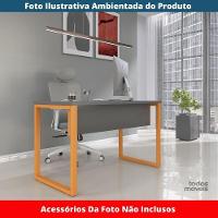 Mesa Escritório P25 Tub Pandin 90 Cm (larg) Tampo Mdp Grafito Pé Aço Tubular Laranja - 2
