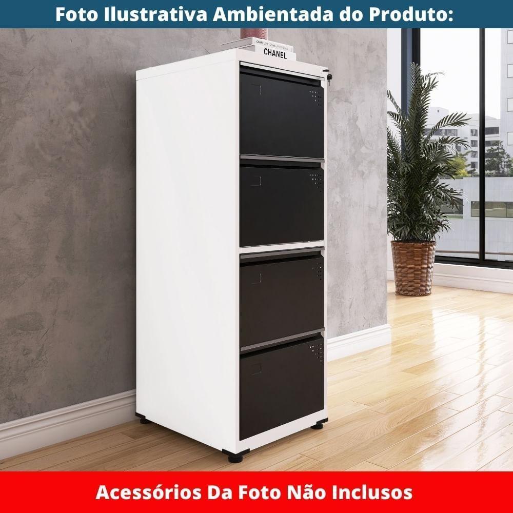 Armário De Arquivo Oficio 4 Gavetas Pandin 47 Cm (larg) Aço Branco C- Frente Gaveta Preta C- Chave - 7