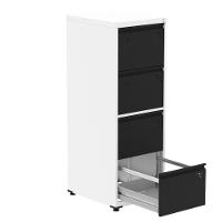 Armário De Arquivo Oficio 4 Gavetas Pandin 47 Cm (larg) Aço Branco C- Frente Gaveta Preta C- Chave - 2