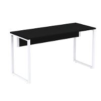 Mesa Escritório P25 Tub Pandin 170 Cm (larg) X 70 Cm (prof) Tampo Mdp Preto Pé Aço Tubular Branco - 1