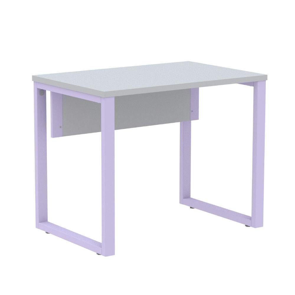 Mesa Escritório P25 Tub Pandin 90 Cm (larg) Tampo Mdp Cinza Pé Aço Tubular Lilás - 1