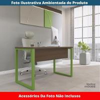 Mesa Escritório P25 Tub Pandin 170 Cm (larg) X 70 Cm (prof) Tampo Mdp Walnut Pé Aço Tubular Verde - 2