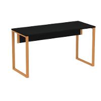 Mesa Escritório P25 Tub Pandin 150 Cm Largura X 70 Cm Profundidade Tampo Mdp Preto Pé Aço Tubular Laranja - 1