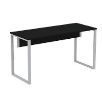 Mesa Escritório P25 Tub Pandin 150 Cm Largura X 70 Cm Profundidade Tampo Mdp Preto Pé Aço Tubular Cinza - 1