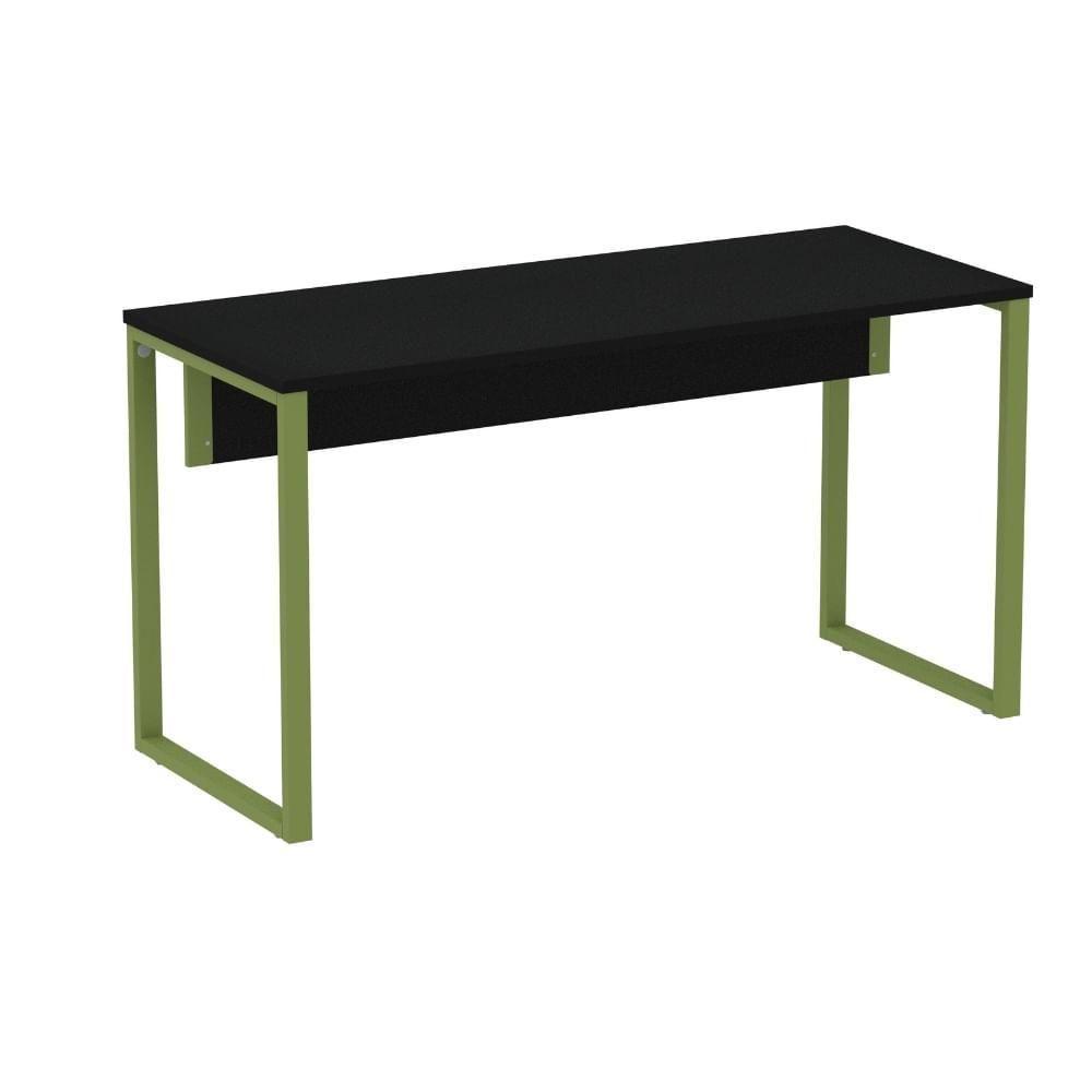 Mesa Escritório P25 Tub Pandin 150 Cm Largura X 70 Cm Profundidade Tampo Mdp Preto Pé Aço Tubular Verde - 1