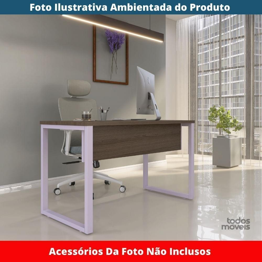 Mesa Escritório P25 Tub Pandin 150 Cm Largura X 70 Cm Profundidade Tampo Mdp Walnut Pé Aço Tubular Lilás - 2