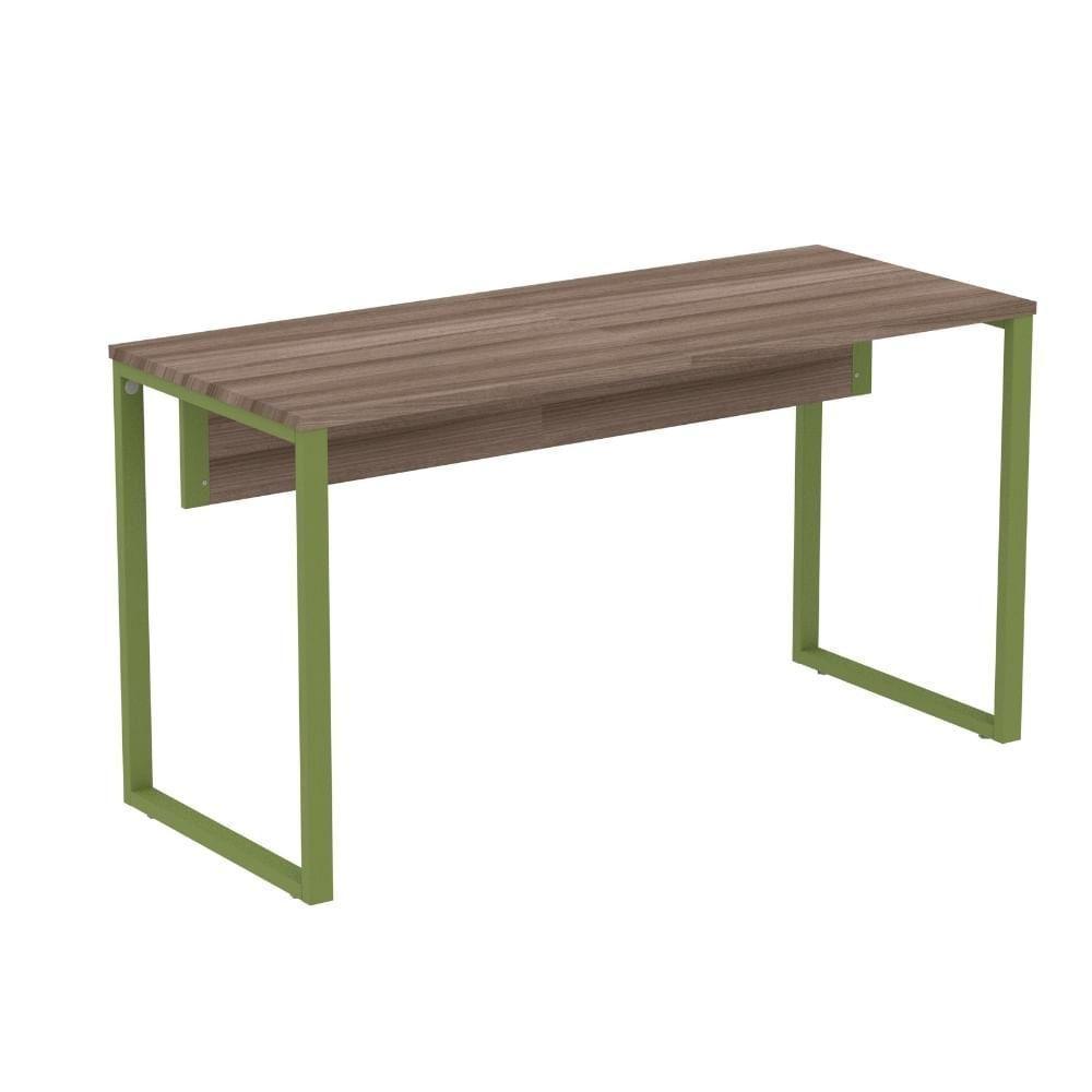 Mesa Escritório P25 Tub Pandin 150 Cm Largura X 70 Cm Profundidade Tampo Mdp Walnut Pé Aço Tubular Verde - 1