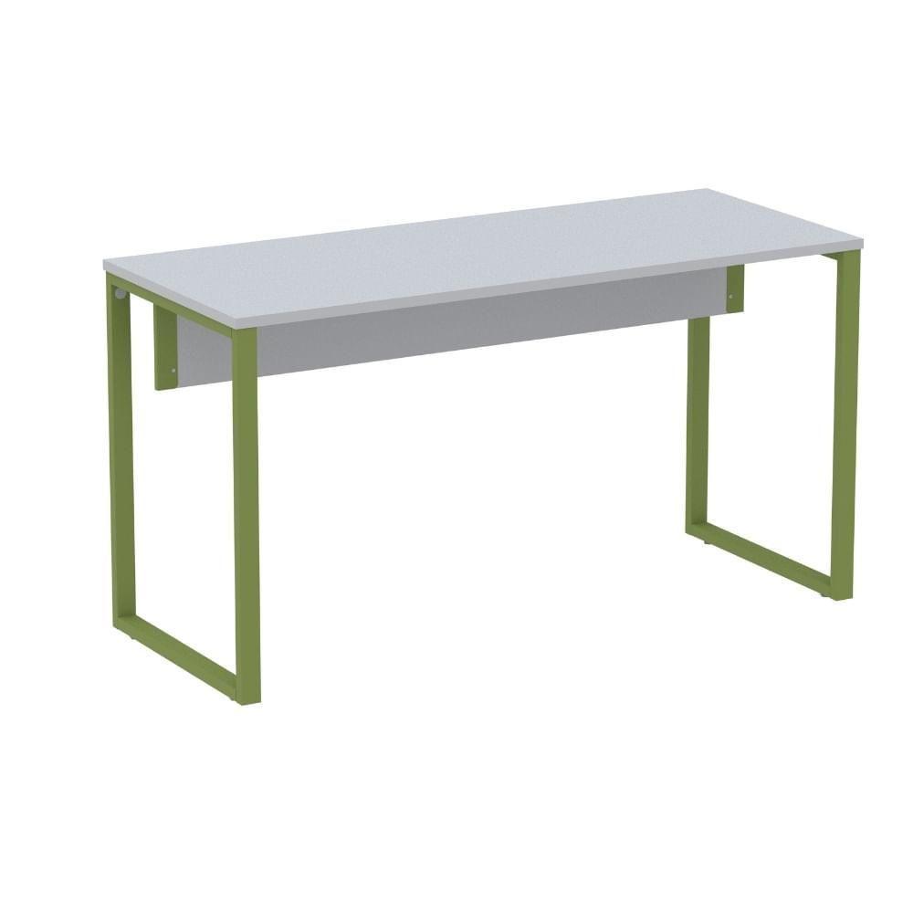 Mesa Escritório P25 Tub Pandin 170 Cm Largura X 70 Cm Profundidade Tampo Mdp Cinza Pé Aço Tubular Verde - 1