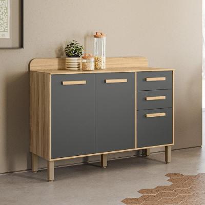 Balcão Para Cozinha Maria Flor Com 3 Portas E 2 Gavetas Freijo/chumbo