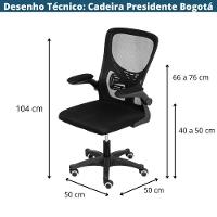 Cadeira Escritório Giratória Nr-17 Diretor Bogotá Or Design Tela Mesh Branca Base Rodízio Nylon Branco - 4