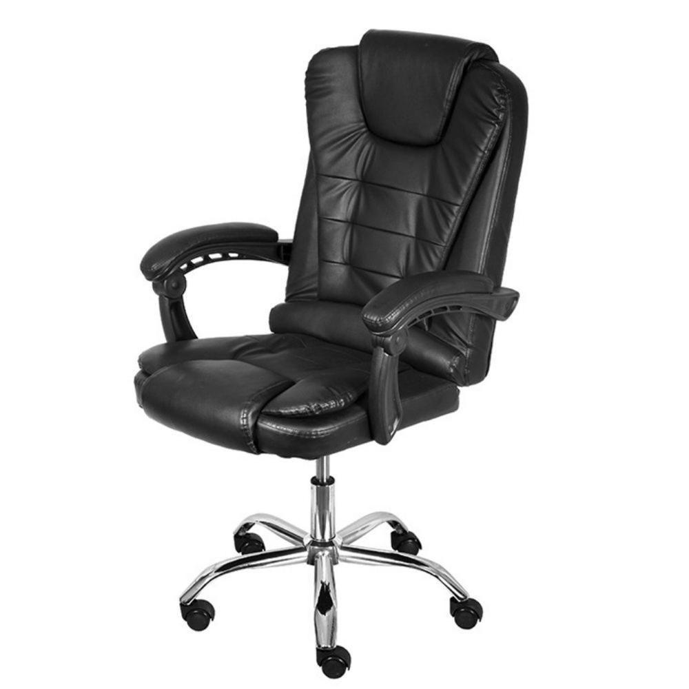 Cadeira Escritório Giratória Presidente Jacarta Or Design Revestida Em Pu Preto Base Cromado Rodízio - 1