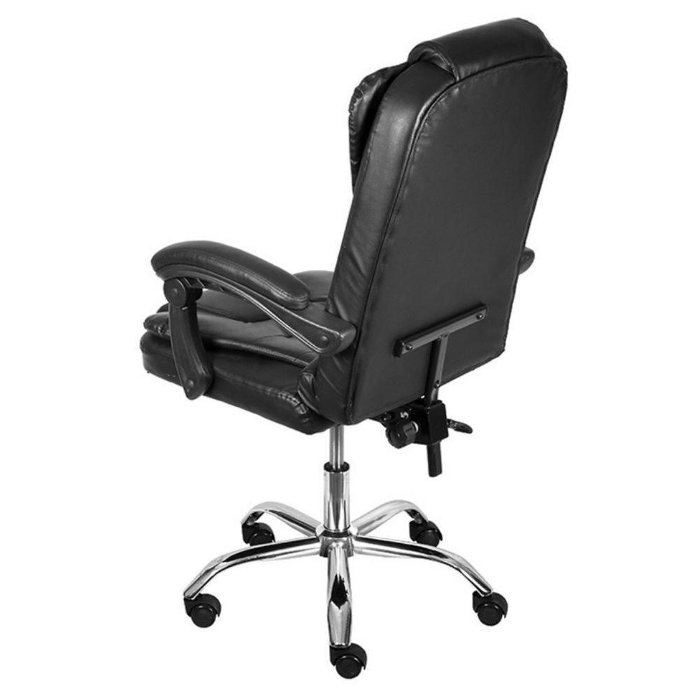 Cadeira Escritório Giratória Presidente Jacarta Or Design Revestida Em Pu Preto Base Cromado Rodízio - 3
