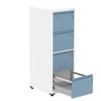 Armário De Arquivo Oficio 4 Gavetas Pandin 47cm Largura Aço Branco Com Frente Gaveta Azul Dali Com Chav - 2