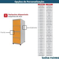 Armário De Arquivo Oficio 4 Gavetas Pandin 47cm Largura Aço Branco Com Frente Gaveta Azul Dali Com Chav - 5