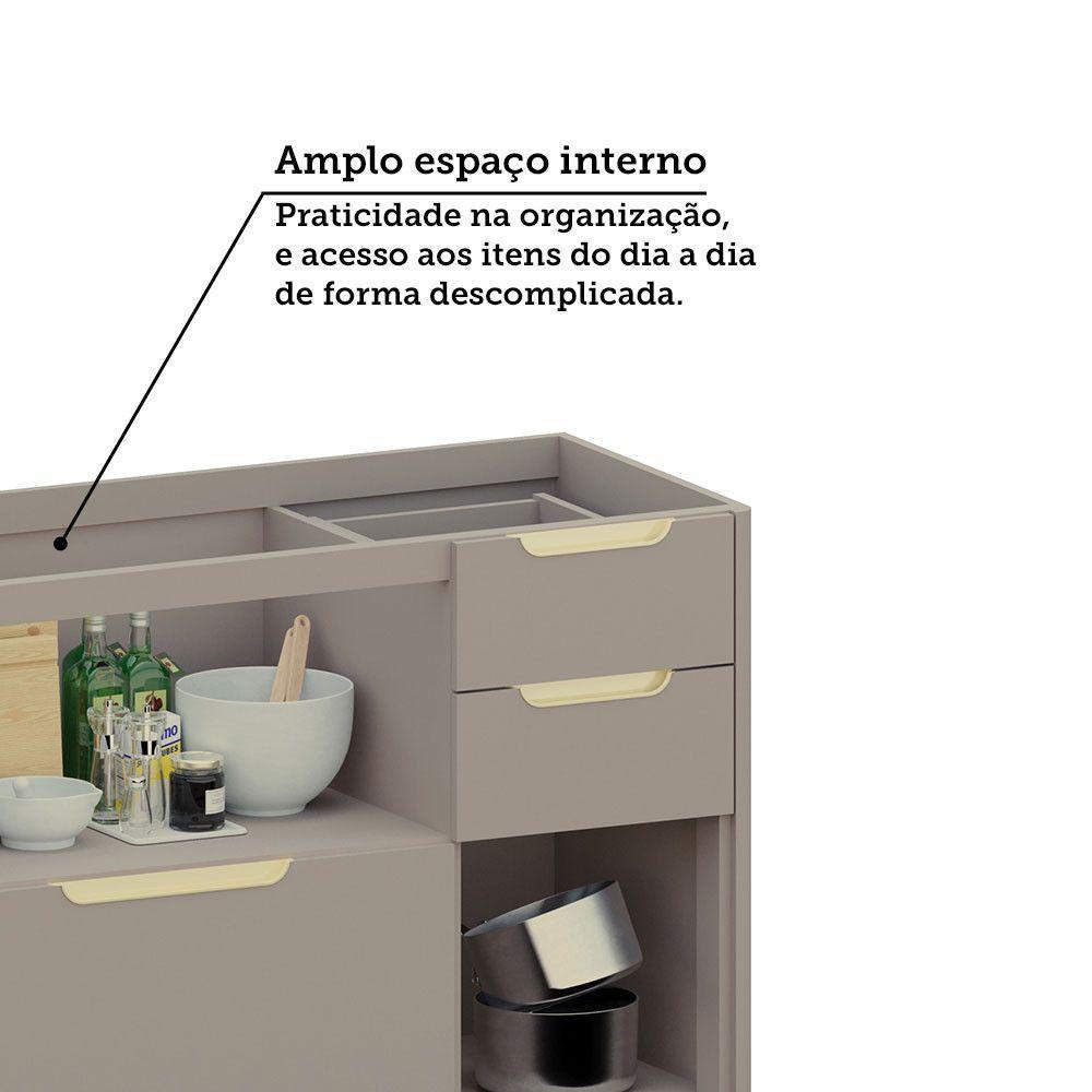 Balcão De Cozinha Para Pia 120cm 2 Portas E 3 Gavetas Sem Ta Cinammon/cinammon - 4