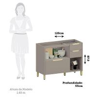 Balcão De Cozinha Para Pia 120cm 2 Portas E 3 Gavetas Sem Ta Cinammon/cinammon - 2