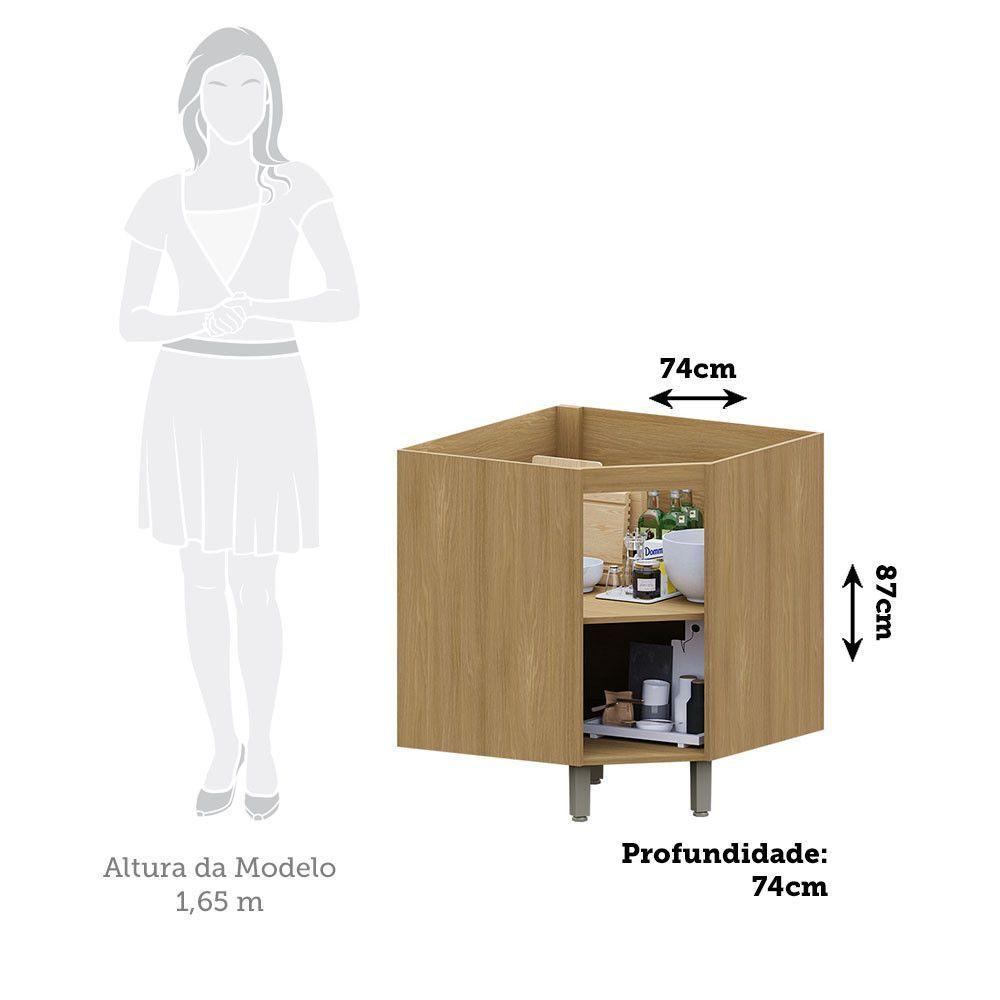 Balcão Diagonal 74cm 1 Pt Elegance Luciane Móveis Freijó/cinammon - 3