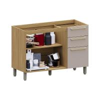 Balcão De Cozinha Pia 120cm 2 Pts E 3 Gav S/ Tampo Elegance Freijó/cinammon - 2