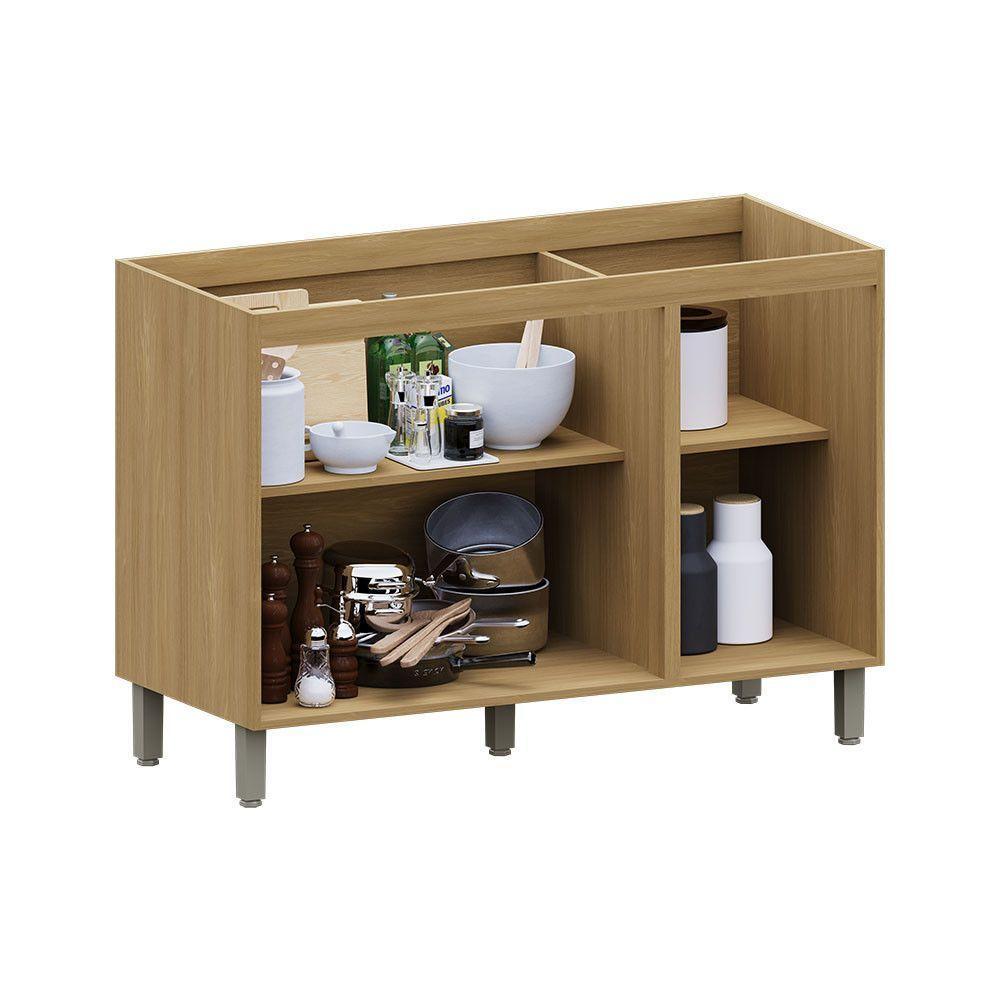 Balcão Cozinha P/ Pia 120cm 3 Pts S/ Tampo Elegance Luciane Freijó/cinammon - 2