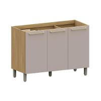 Balcão Cozinha P/ Pia 120cm 3 Pts S/ Tampo Elegance Luciane Freijó/cinammon - 1