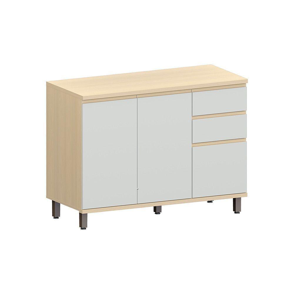 Balcão De Cozinha 120cm 3 Pts E 2 Gav C/ Tampo Aura Luciane Carvalho/cinza Cristal - 2