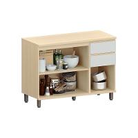 Balcão De Cozinha 120cm 3 Pts E 2 Gav C/ Tampo Aura Luciane Carvalho/cinza Cristal - 3