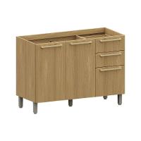 Balcão De Cozinha Pia 120cm 2 Pts E 3 Gav S/ Tampo Elegance Freijó/freijó Brasil - 1